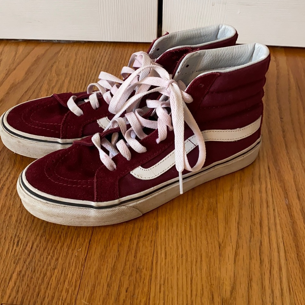 Maroon high top Vans
